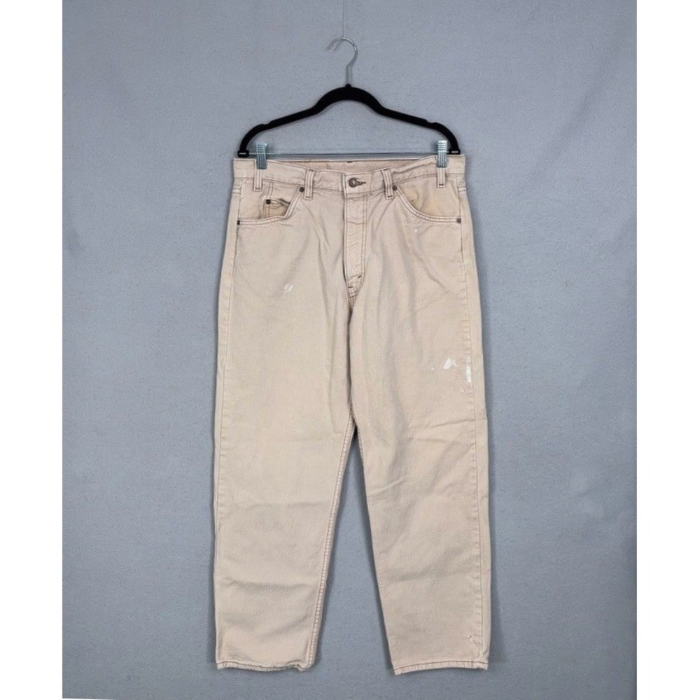 Vintage Levis Jeans Mens 36x30 Beige Relaxed Fit Straight Leg 555 USA Workwear